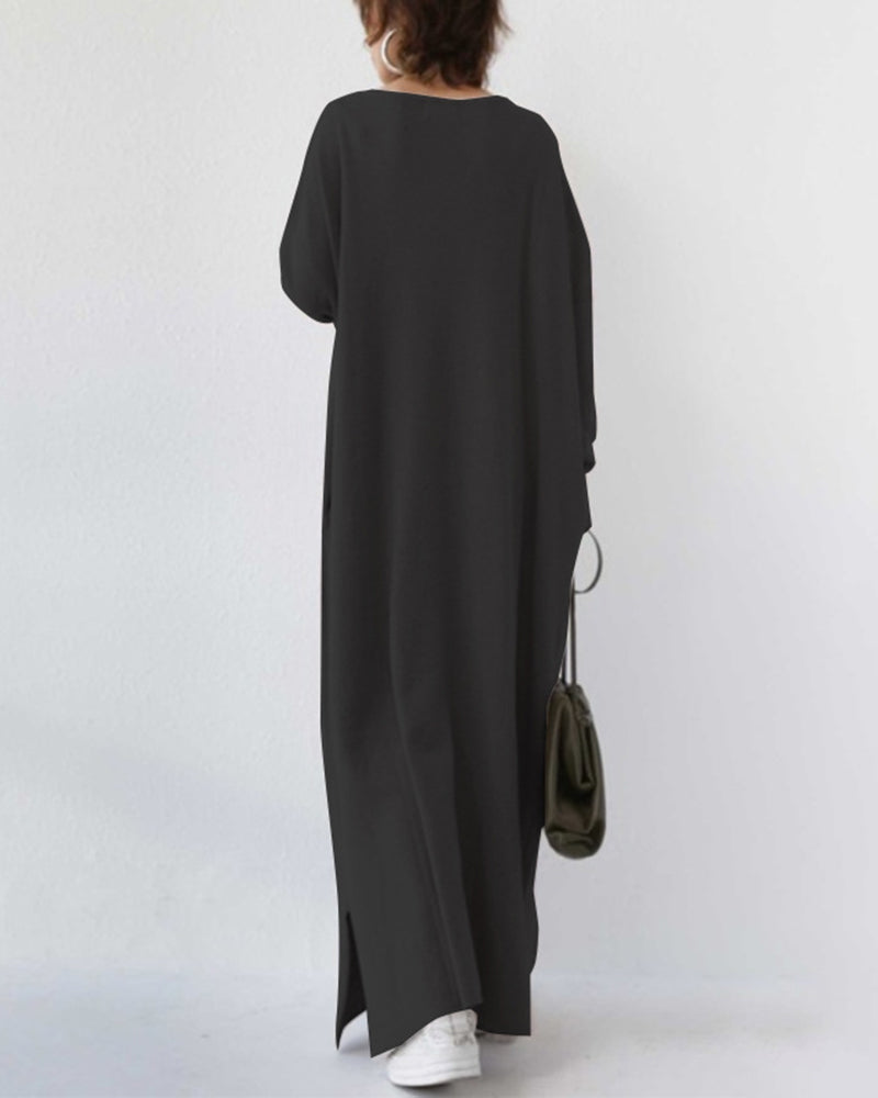Laluna® | Vestido moderno de manga comprida e decote em V