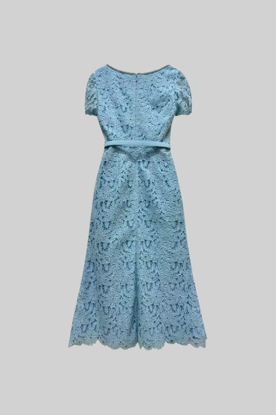 Vestido Midi de Renda Azul Delicada - Azul Bebé