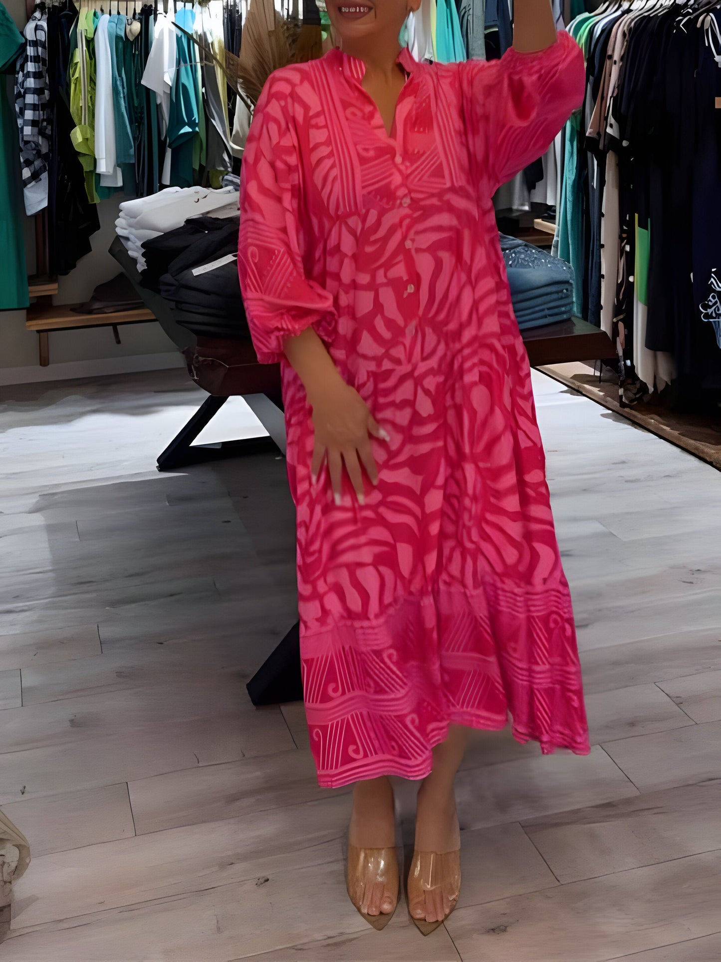 Inge™ | Vestido estampado com decote em V