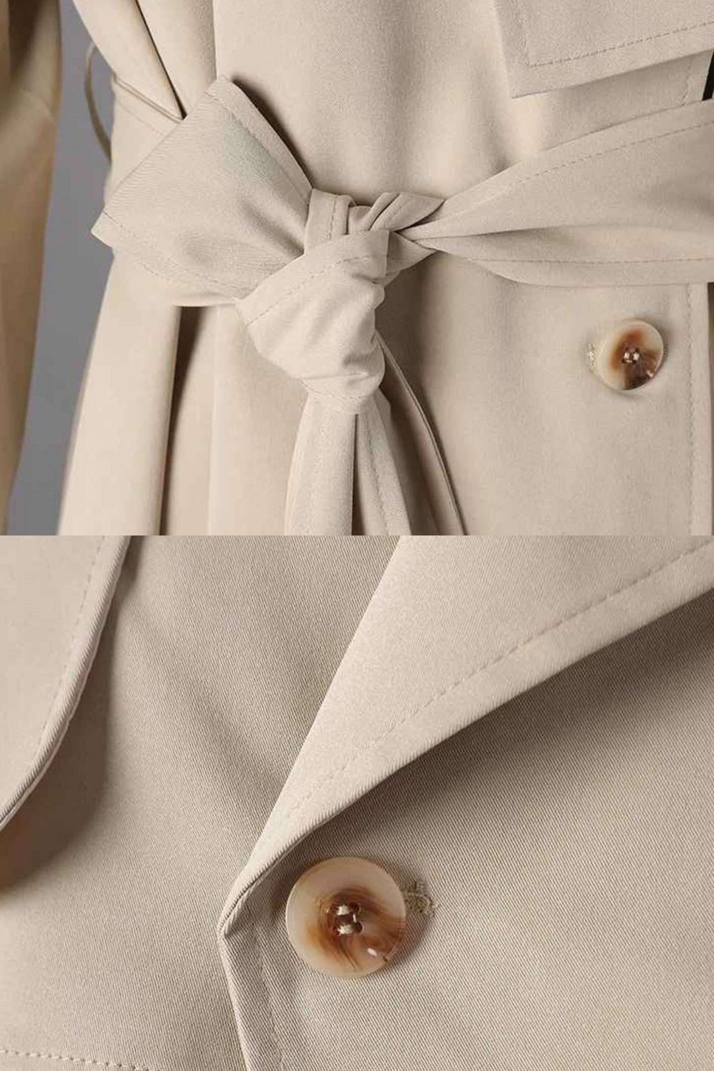 Casaco Trench Longo com Cinto e Barra Assimétrica - Bege