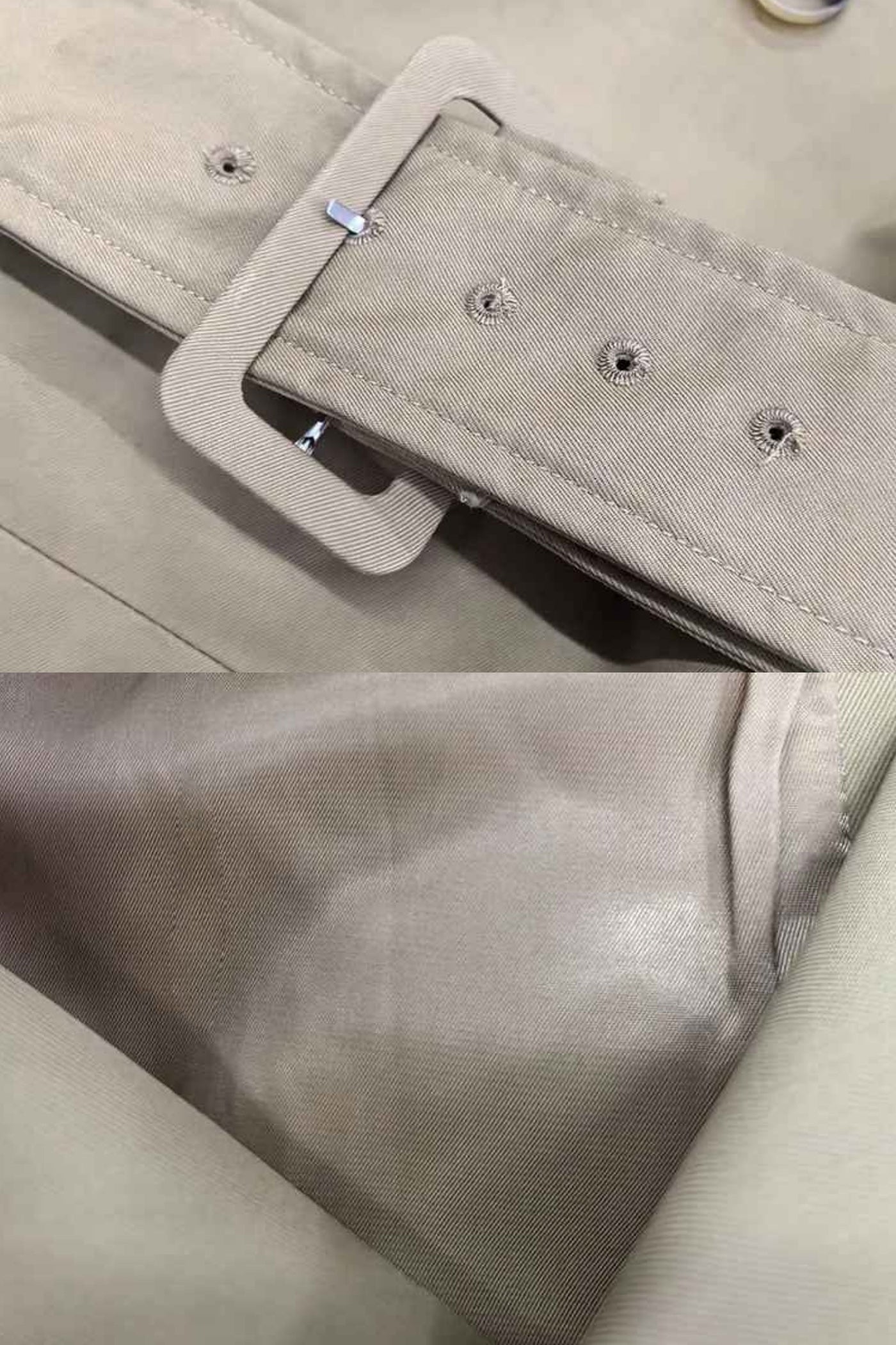 Casaco Bodysuit Trench com Cintura Cinturada e Lapela Estruturada - Bege