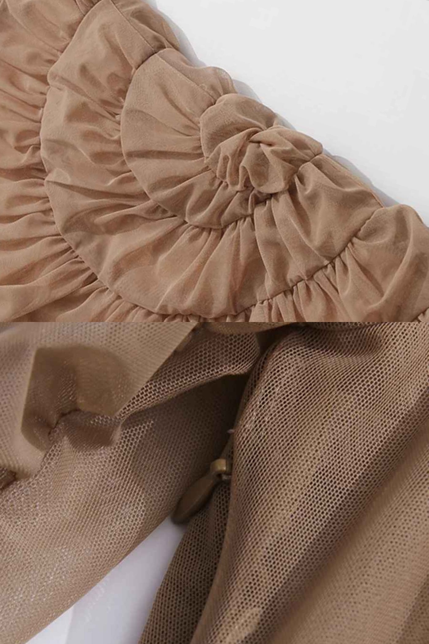 Vestido Mini Drapeado com Detalhes de Pregas em Espiral - Nude