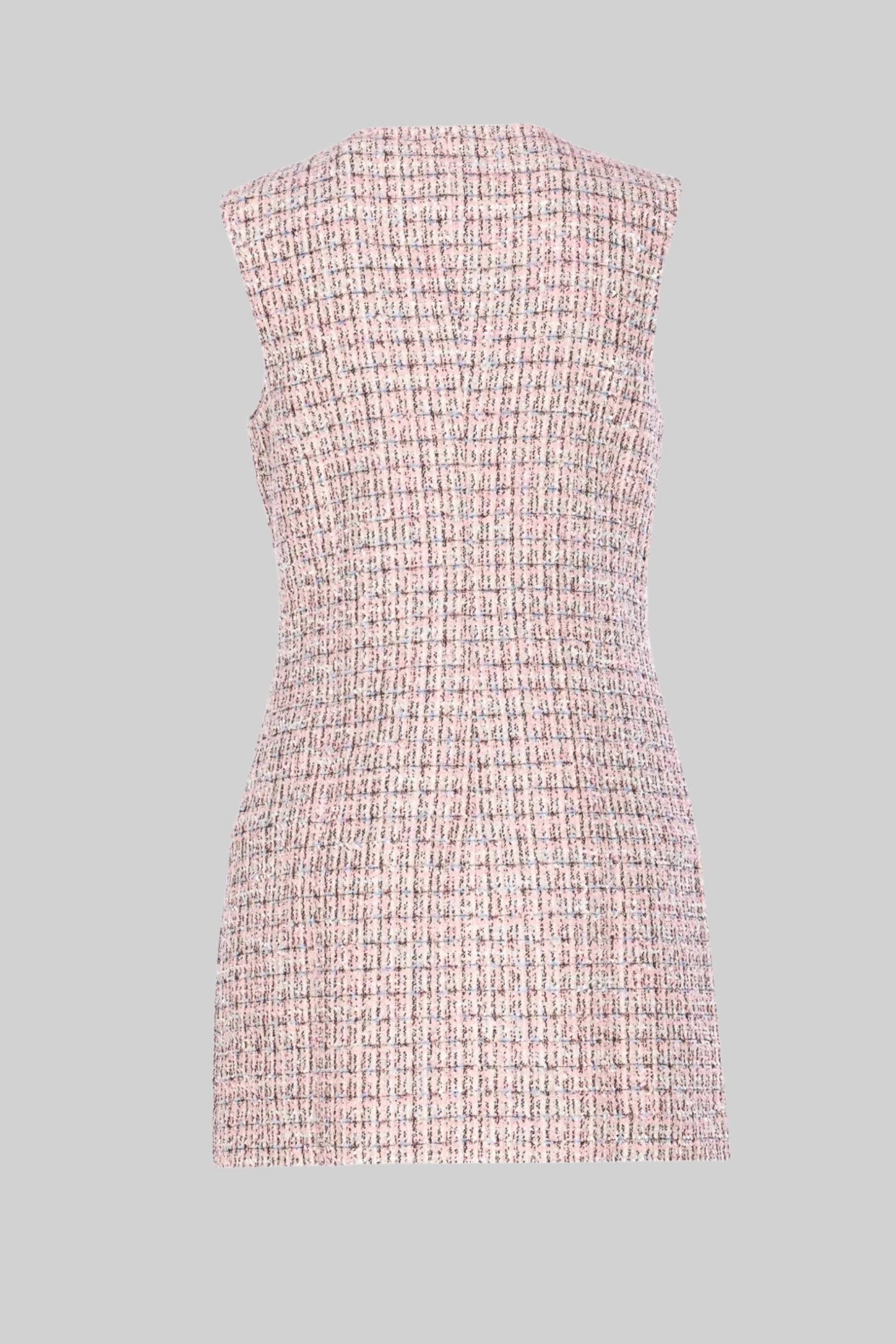 Vestido Mini em Tweed Sem Mangas - Rosa