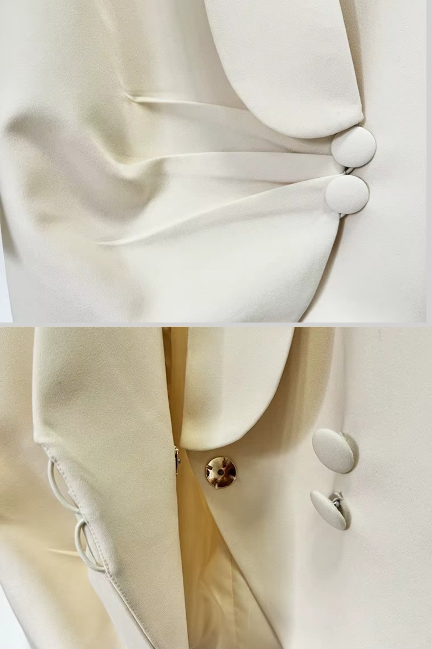 Blazer Drapado Com Bordado Intricado nos Ombros - Ivoire