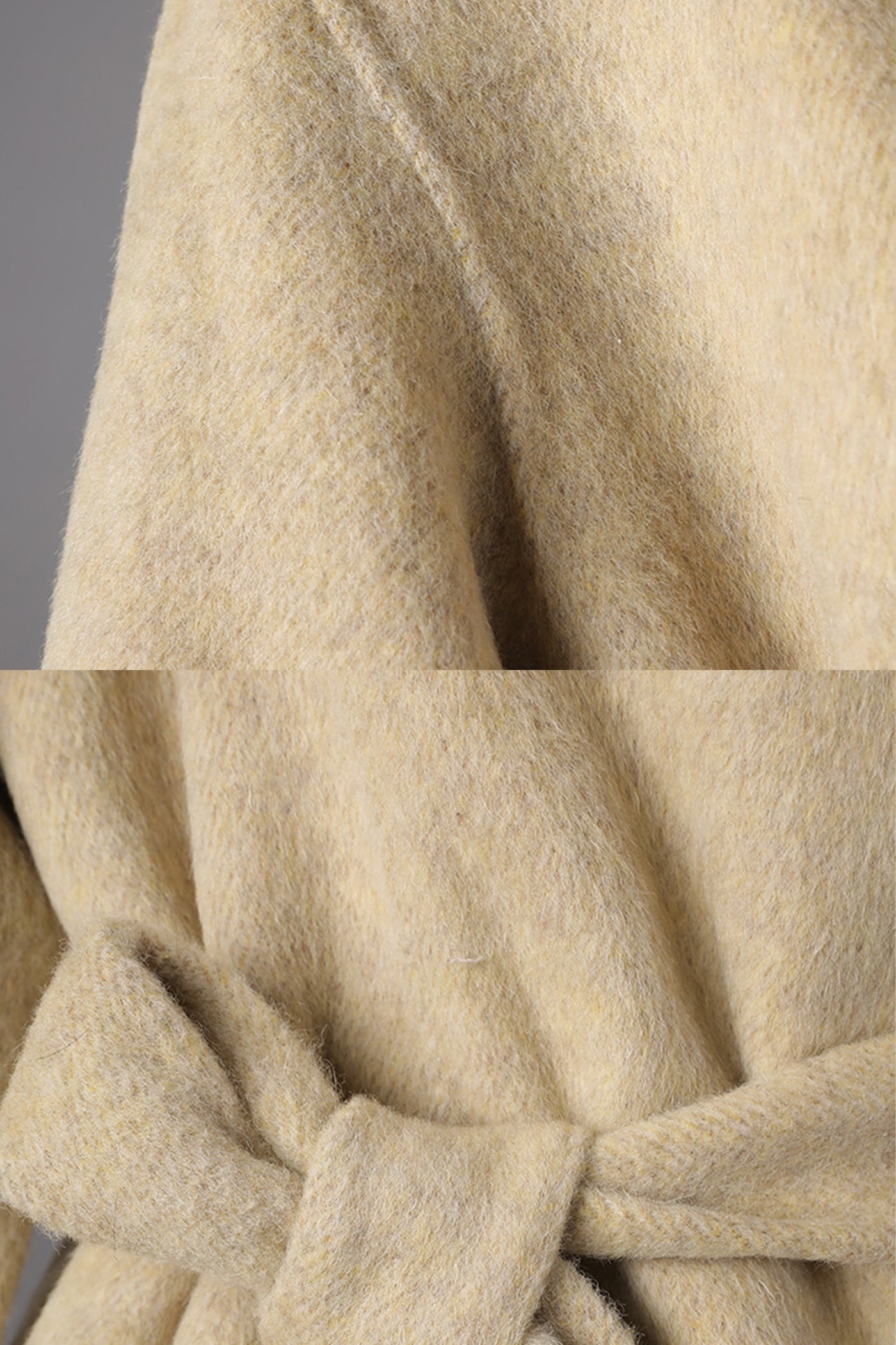 Casaco Mini Cintado Com Gola Alta - Bege