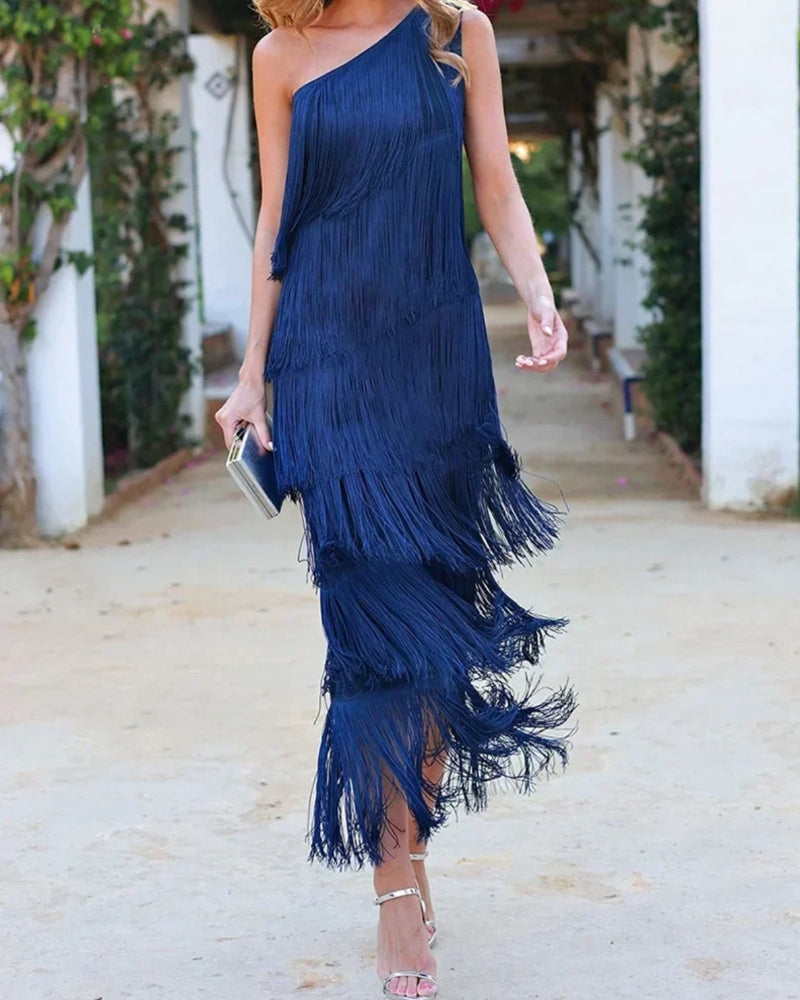 Laura | Vestido longo com franjas