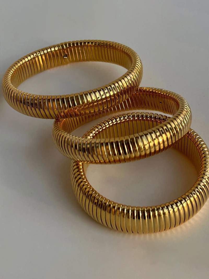 Bracelete canelada 14K