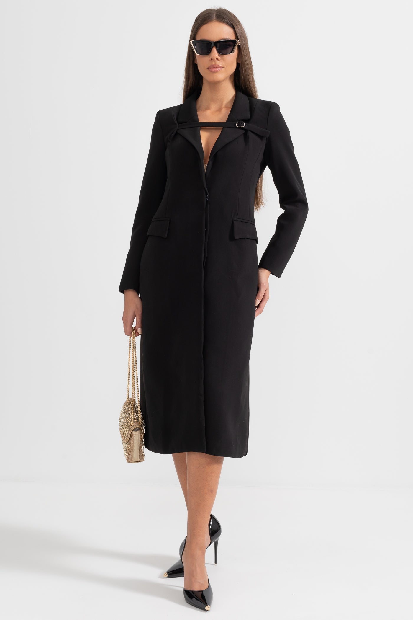 Casaco Trench Com Acento de Cintura - Preto