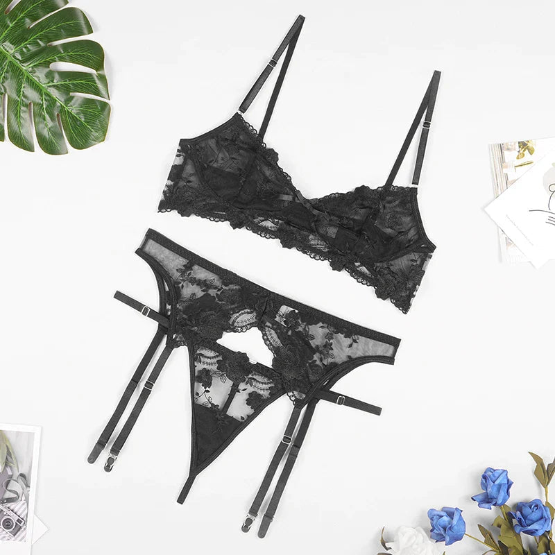 LYRA | Conjunto de lingerie francês de 3 peças