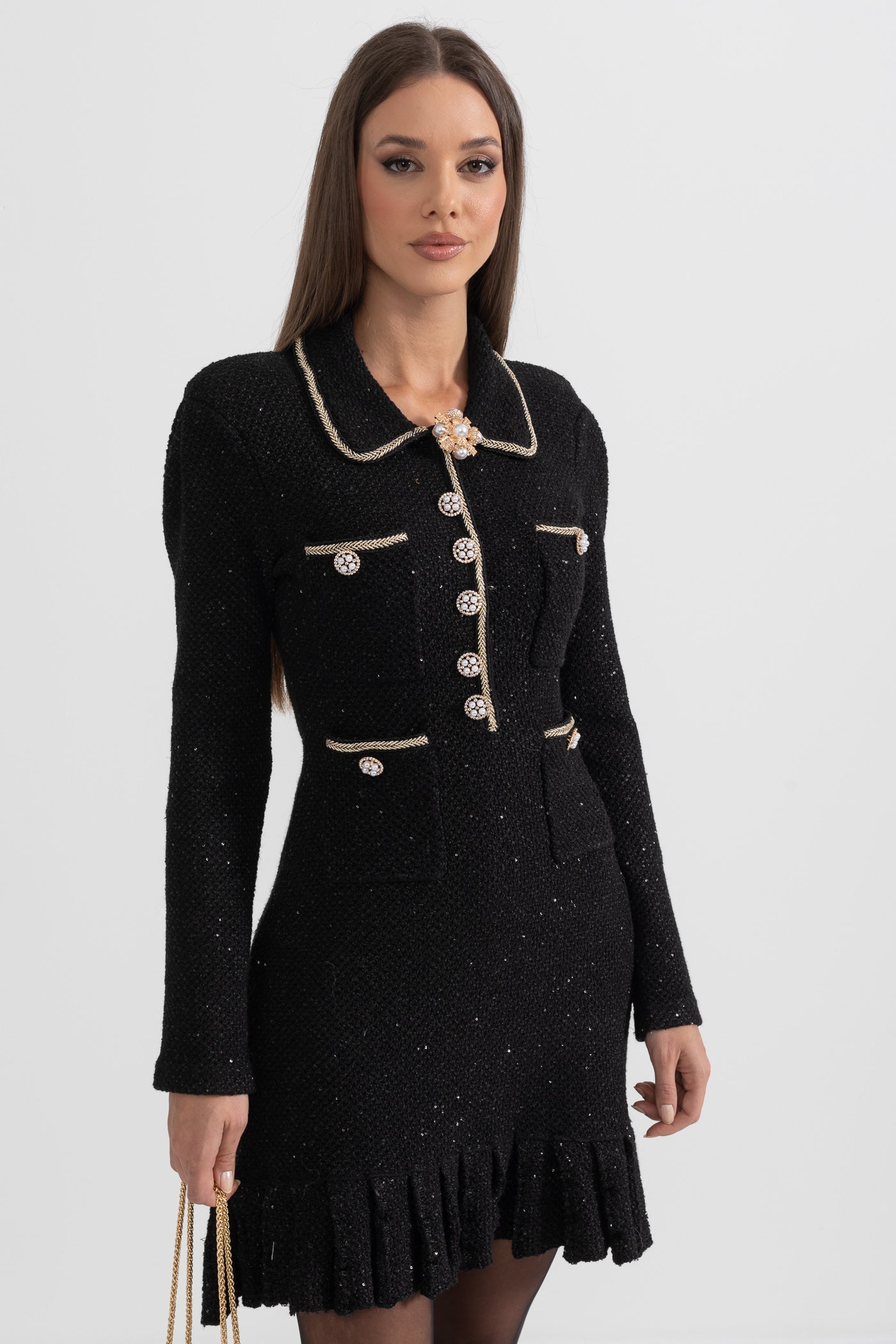 Vestido texturizado de malha - Preto