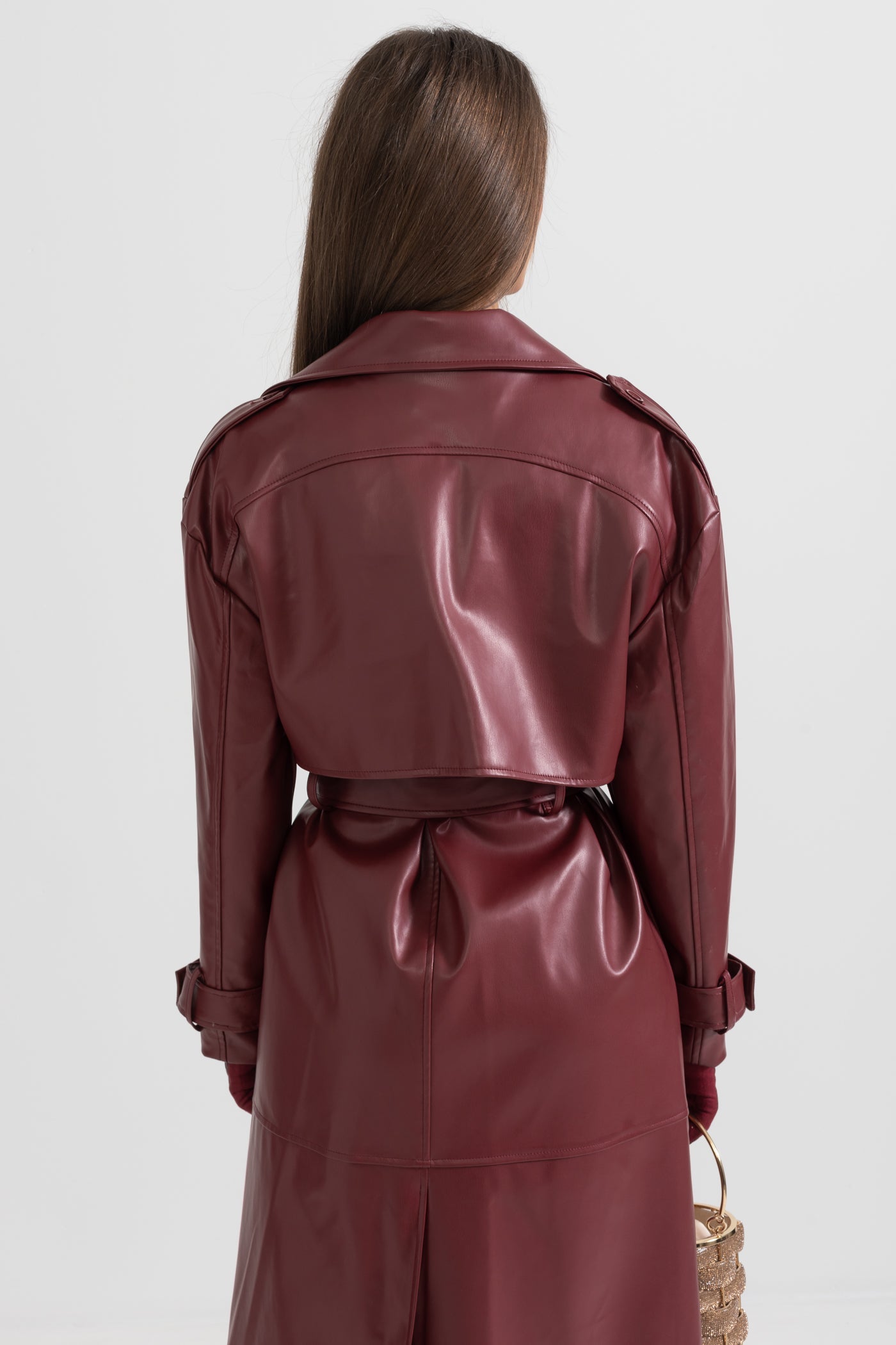 Casaco Trench de Couro Vegan - Borgonha