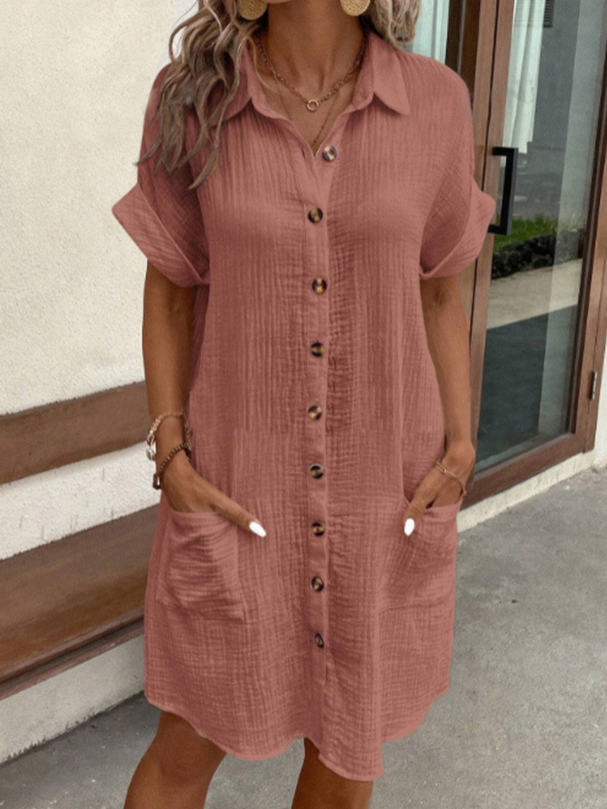 Renata™ - Vestido polo oversized em tecido