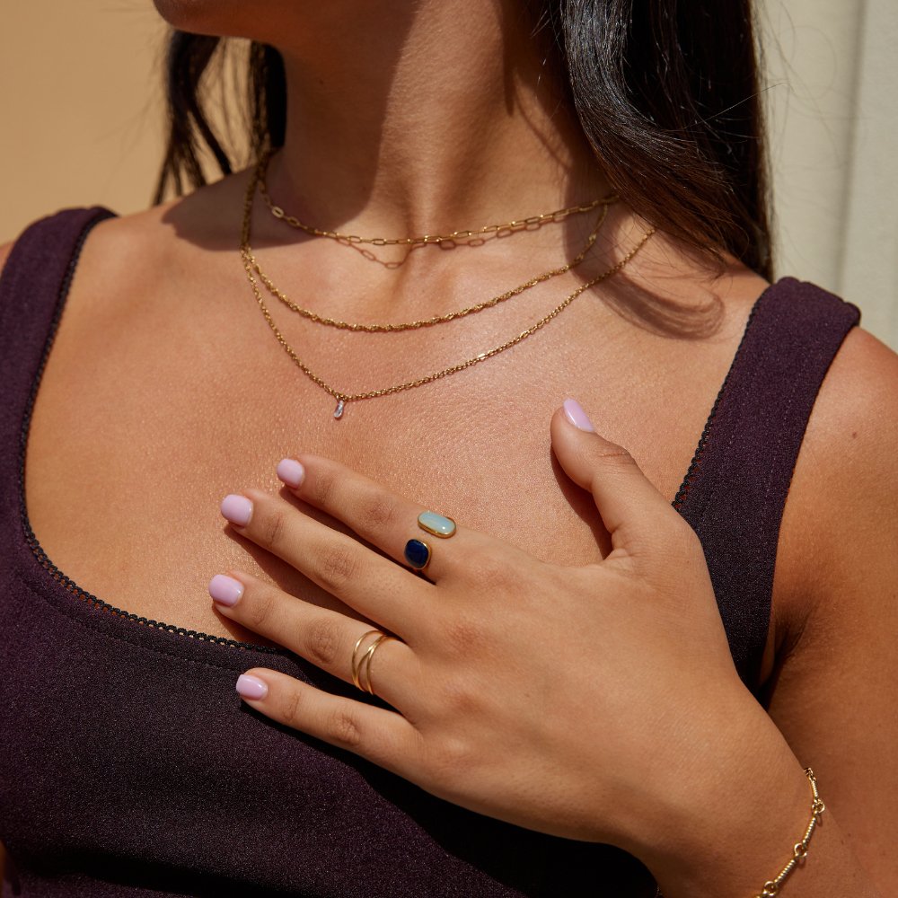 Anel Envolvente com Água-marinha