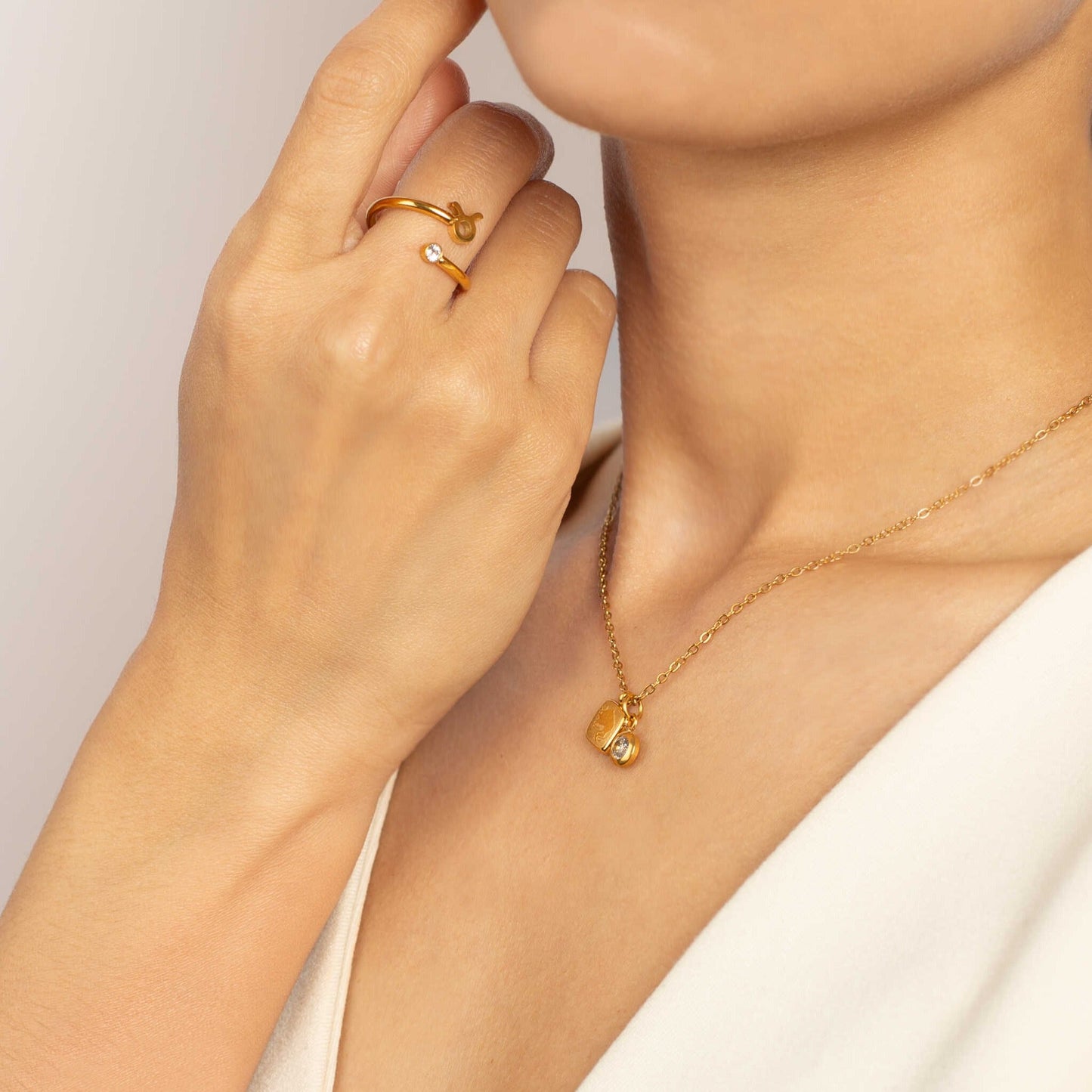 Conjunto Colar + Anel Cosmos + Frasco dos Sonhos 18K