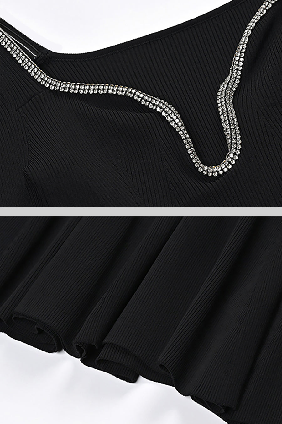 Vestido de Manga Longa com Corpete Ajustado e Bainha Largada - Preto