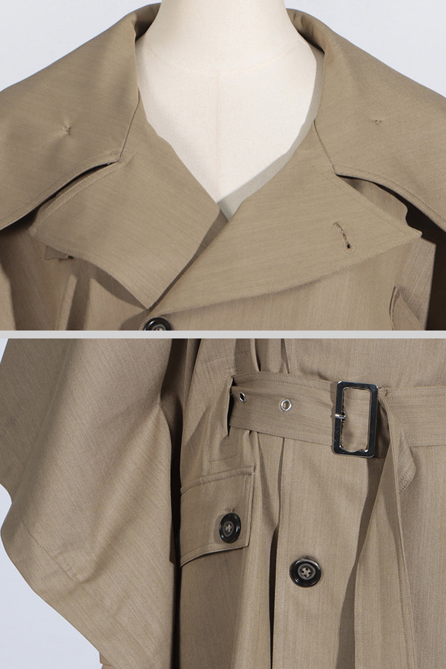 Trench Coat com Mangas em Forma de Capa - Caqui