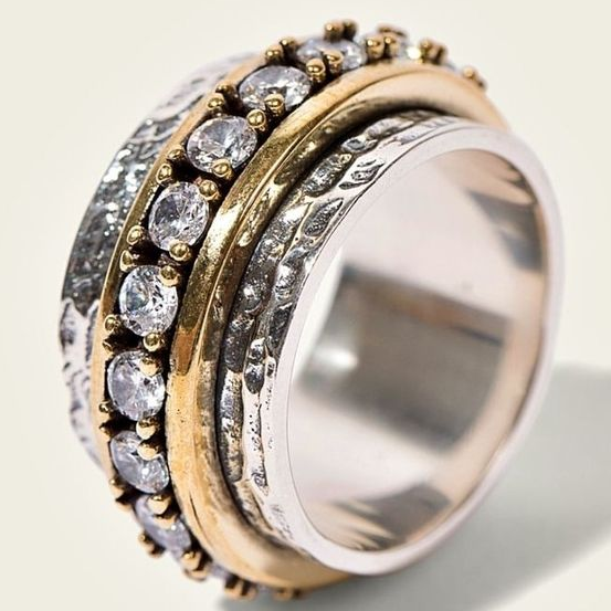 Anel Vintage em Ouro e Prata com Zircônia