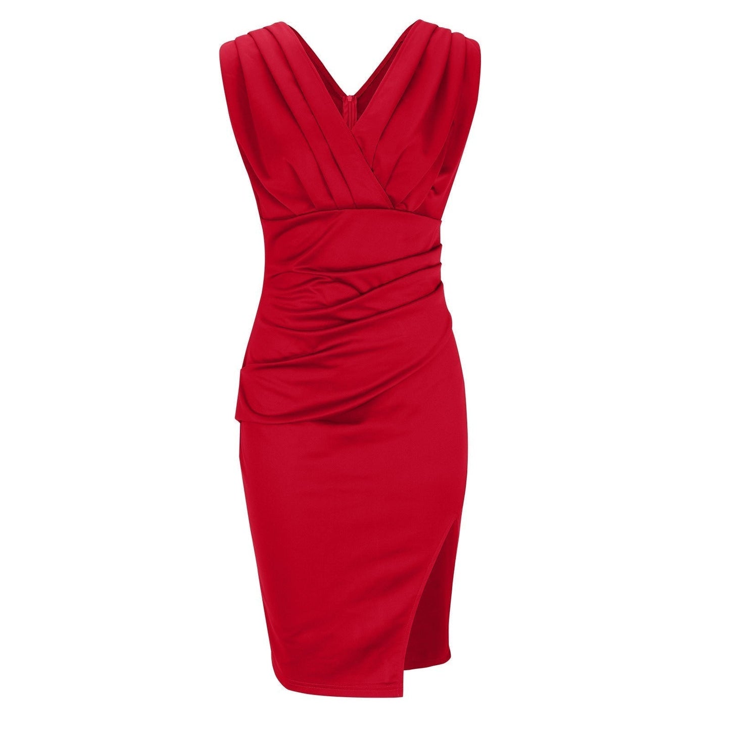 Fresia | Vestido justo com decote em V e fenda