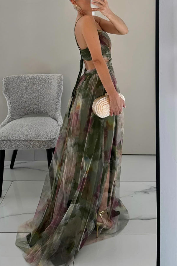 Giselle - Vestido longo com estampa floral encantadora