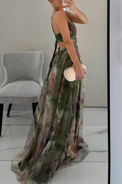 Giselle - Vestido longo com estampa floral encantadora