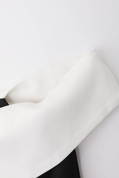 Vestido Midi Assimétrico Sem Ombro - Preto