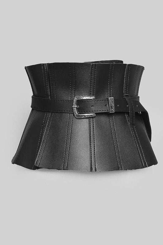 Cinto Corset Largo em Couro Vegan - Preto