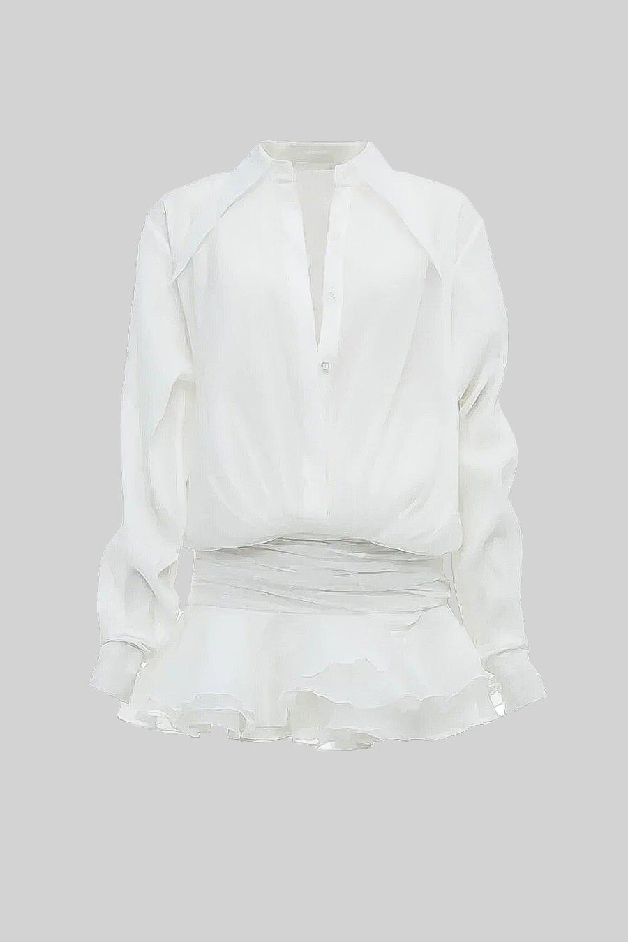 Camisa de Botões com Cintura Ajustada - Branca