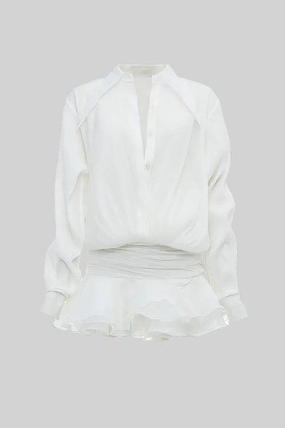 Camisa de Botões com Cintura Ajustada - Branca