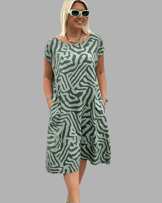 Nelia™| Vestido de verão com gola redonda e linda estampa