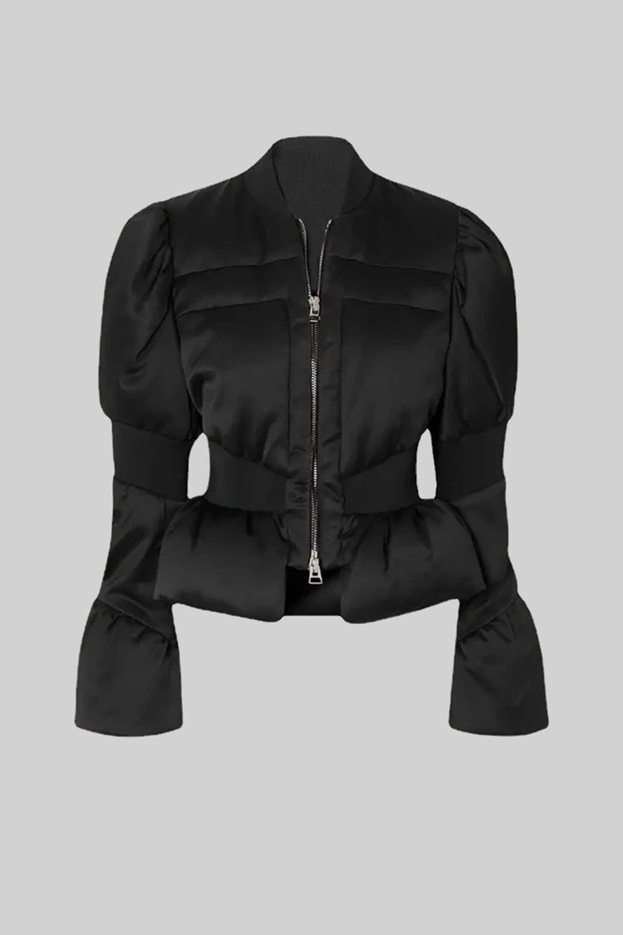 Casaco Puffer Cortado Com Cintura Ajustada - Preto