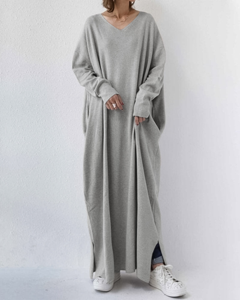 Laluna® | Vestido moderno de manga comprida e decote em V