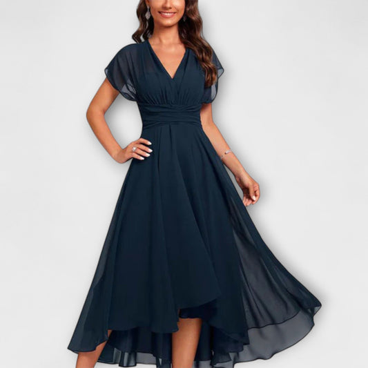 Julita – Vestido de festa fluido com decote em V