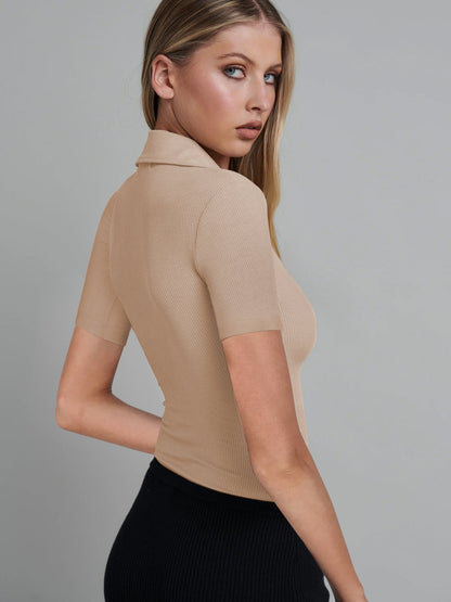 Body Decote V Gola Camisa