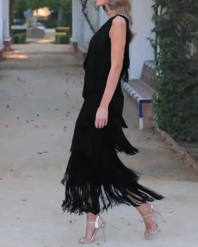 Laura | Vestido longo com franjas
