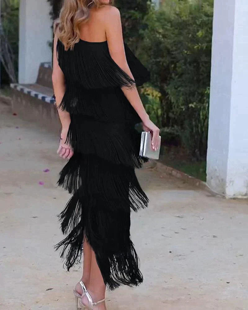 Laura | Vestido longo com franjas