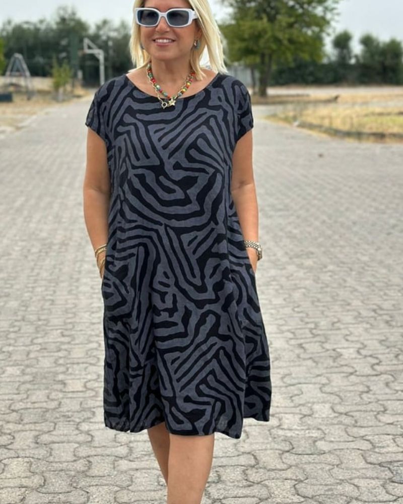 Nelia™| Vestido de verão com gola redonda e linda estampa