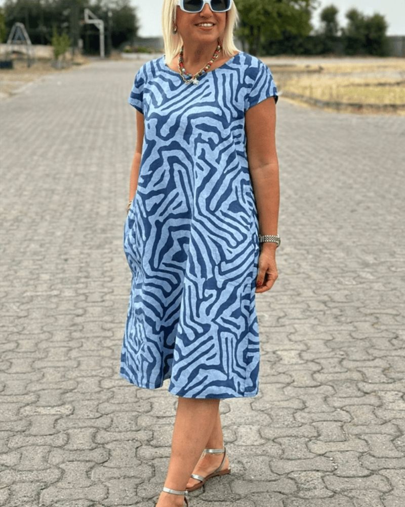 Nelia™| Vestido de verão com gola redonda e linda estampa