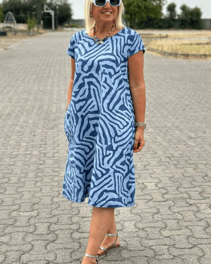 Nelia™| Vestido de verão com gola redonda e linda estampa