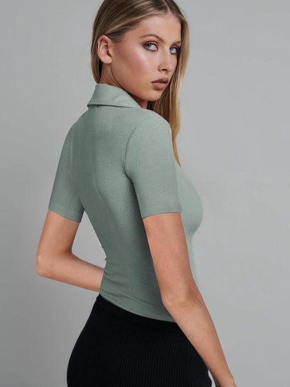 Body Decote V Gola Camisa