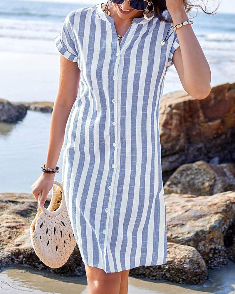 Martine™ | Vestido camisa riscado elegante