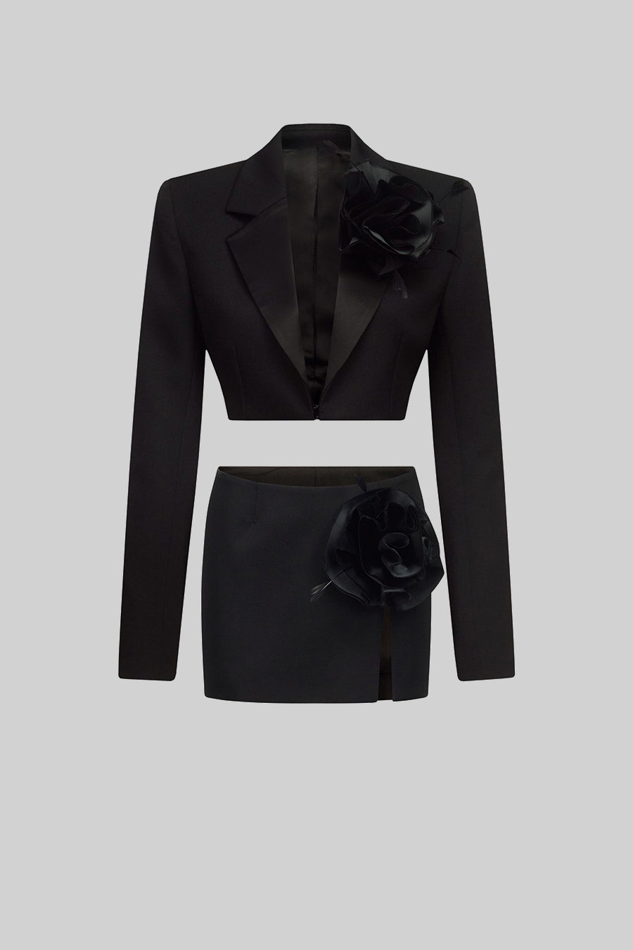 Conjunto de Acento Floral 3D em 2 Peças - Preto