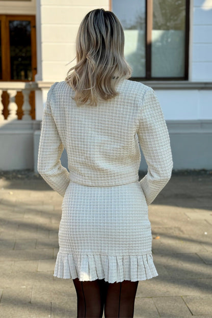 Conjunto Tweed Co-Ord com Detalhes Pretos - Ivoire