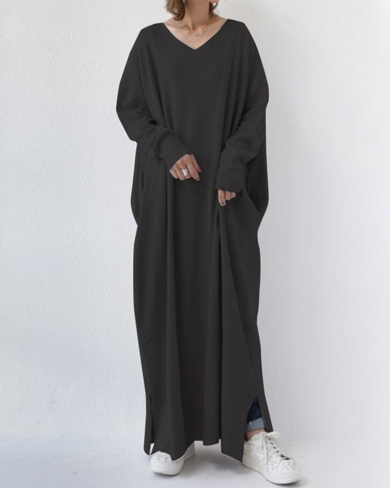 Laluna® | Vestido moderno de manga comprida e decote em V