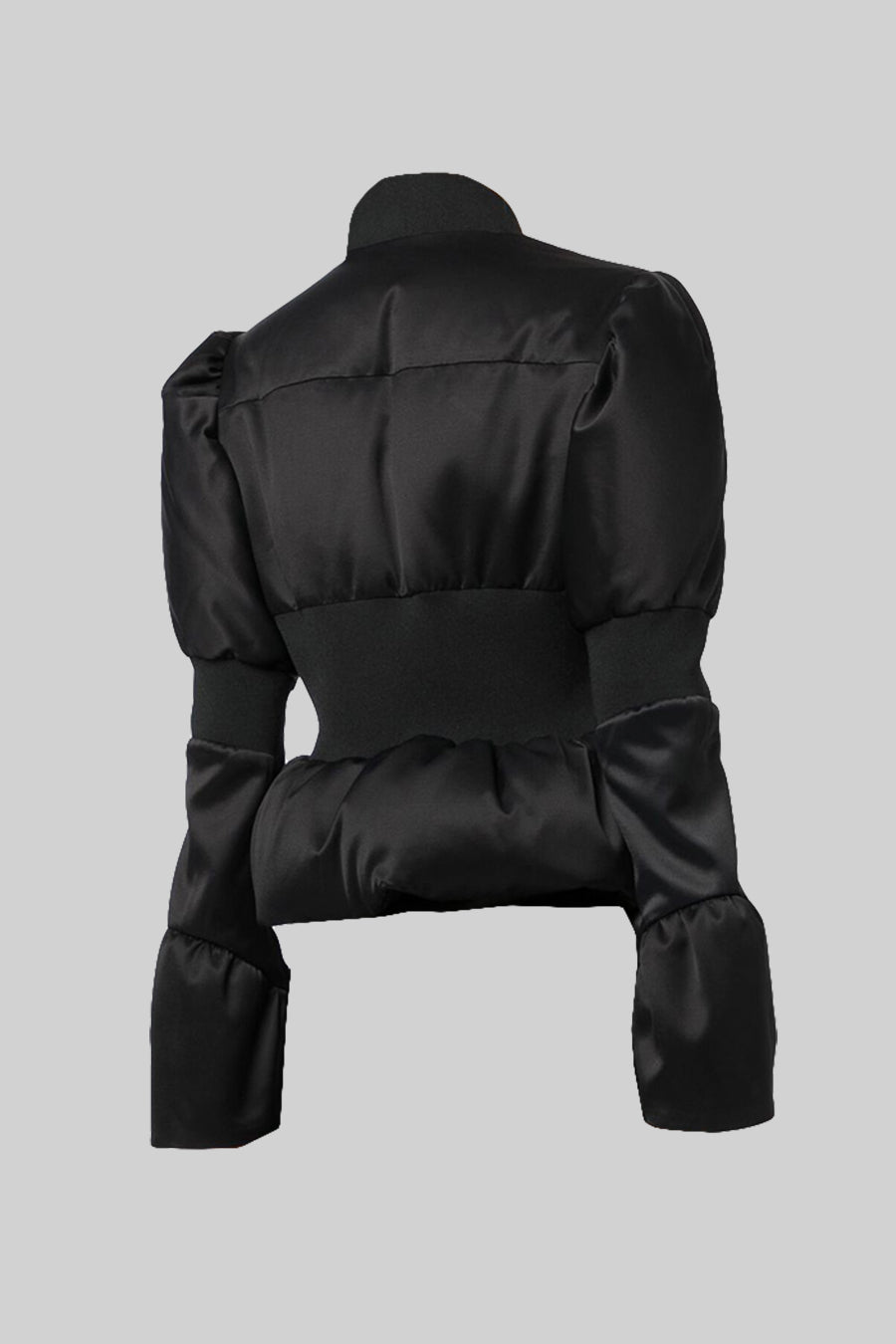 Casaco Puffer Cortado Com Cintura Ajustada - Preto