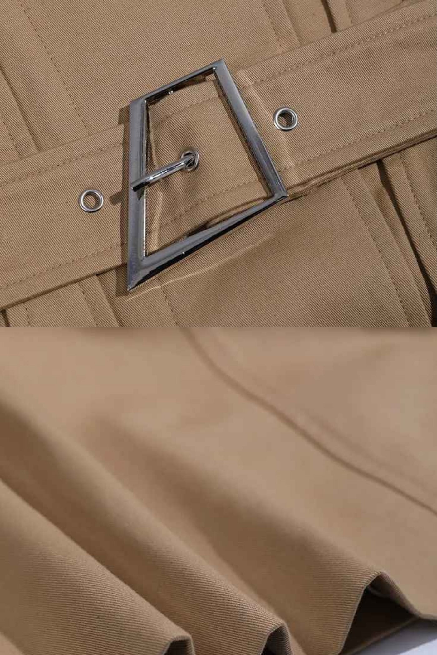 Trench Coat Cortado com Cintura Cinturada e Bolsos Utilitários - Bege