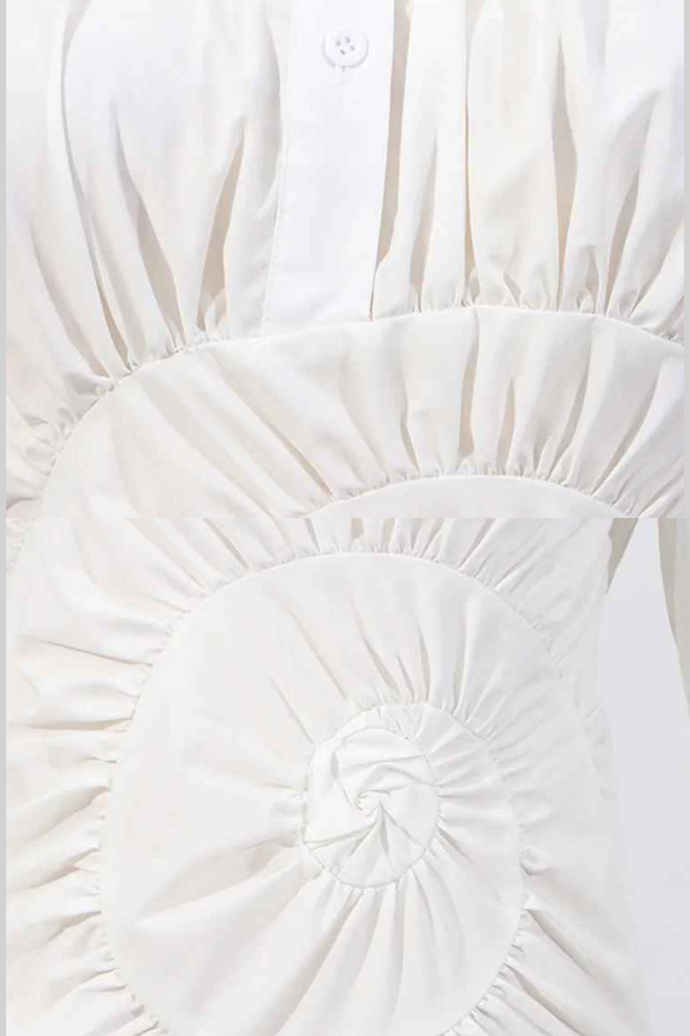 Camisa Mini Vestido com Detalhe de Cintura Franzida Circular - Branco