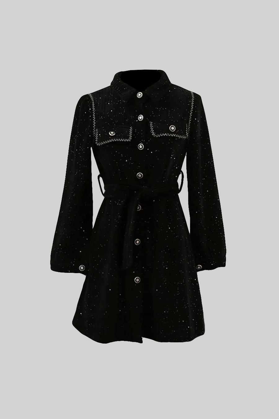 Vestido Elegante com Detalhe de Costura em Contraste - Preto