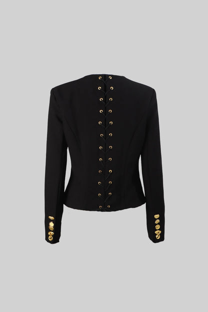 Conjunto Co-ord com Botões Dourados em Destaque - Preto