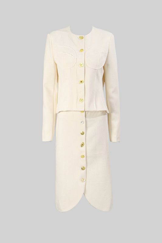 Conjunto Co-ord com Botões Dourados Marcantes - Ivoire
