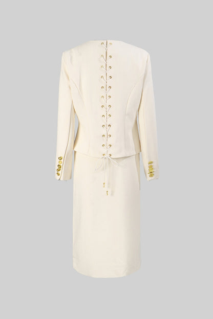 Conjunto Co-ord com Botões Dourados Marcantes - Ivoire